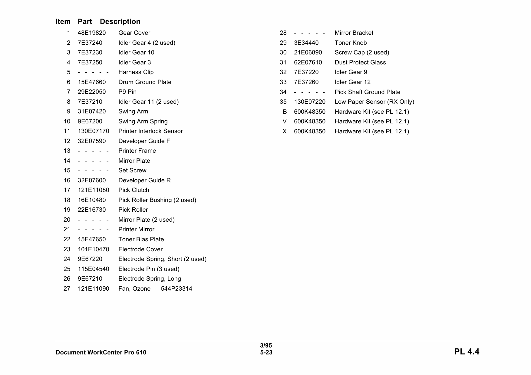 Xerox WorkCentre Pro-610 Parts List Manual-3